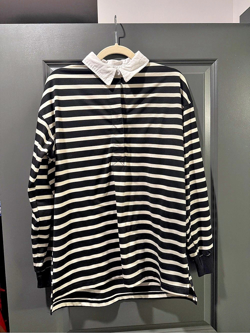 HYFVE Striped Long Sleeve Top in Black & White Size Small